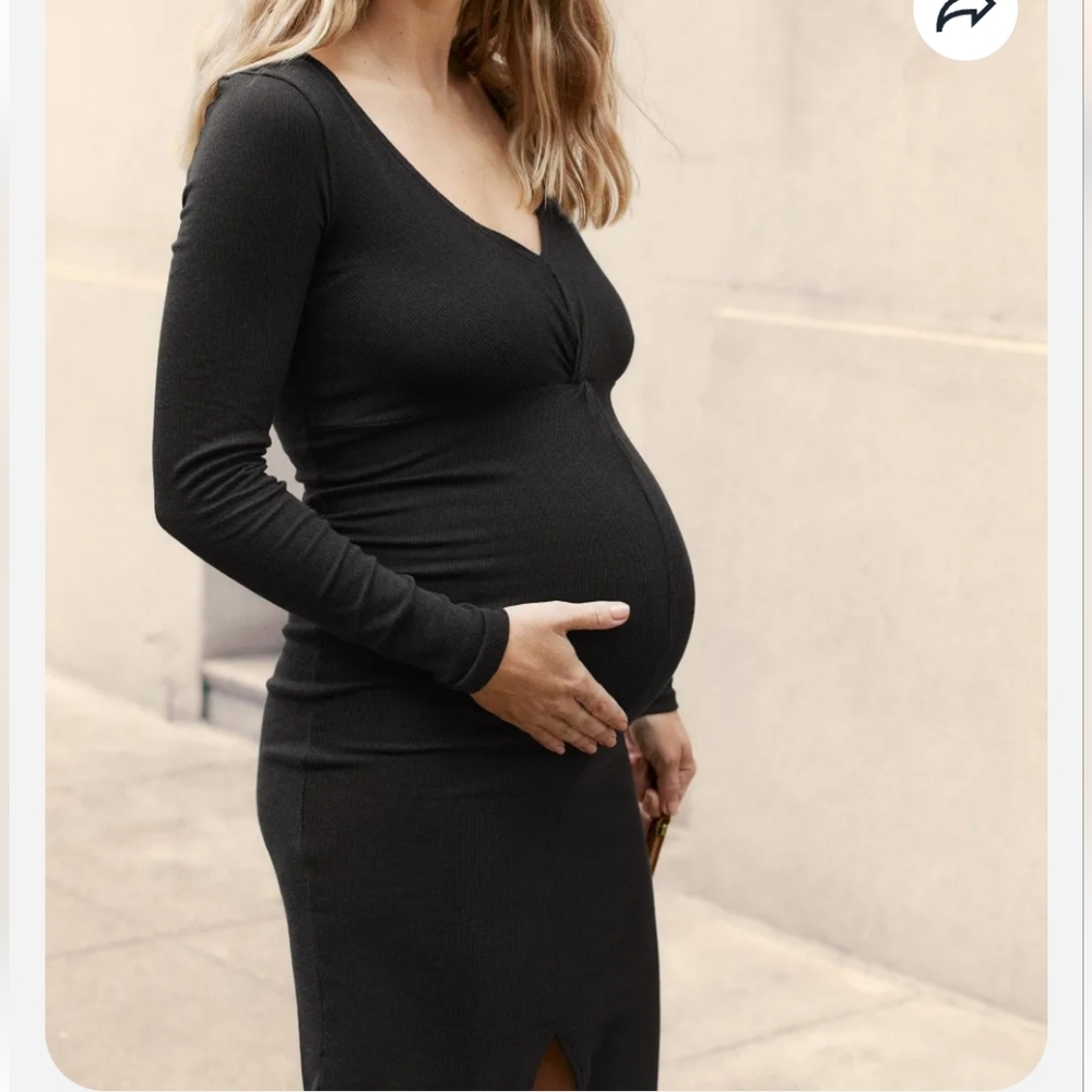 Black Long Sleeve Maternity Dress
